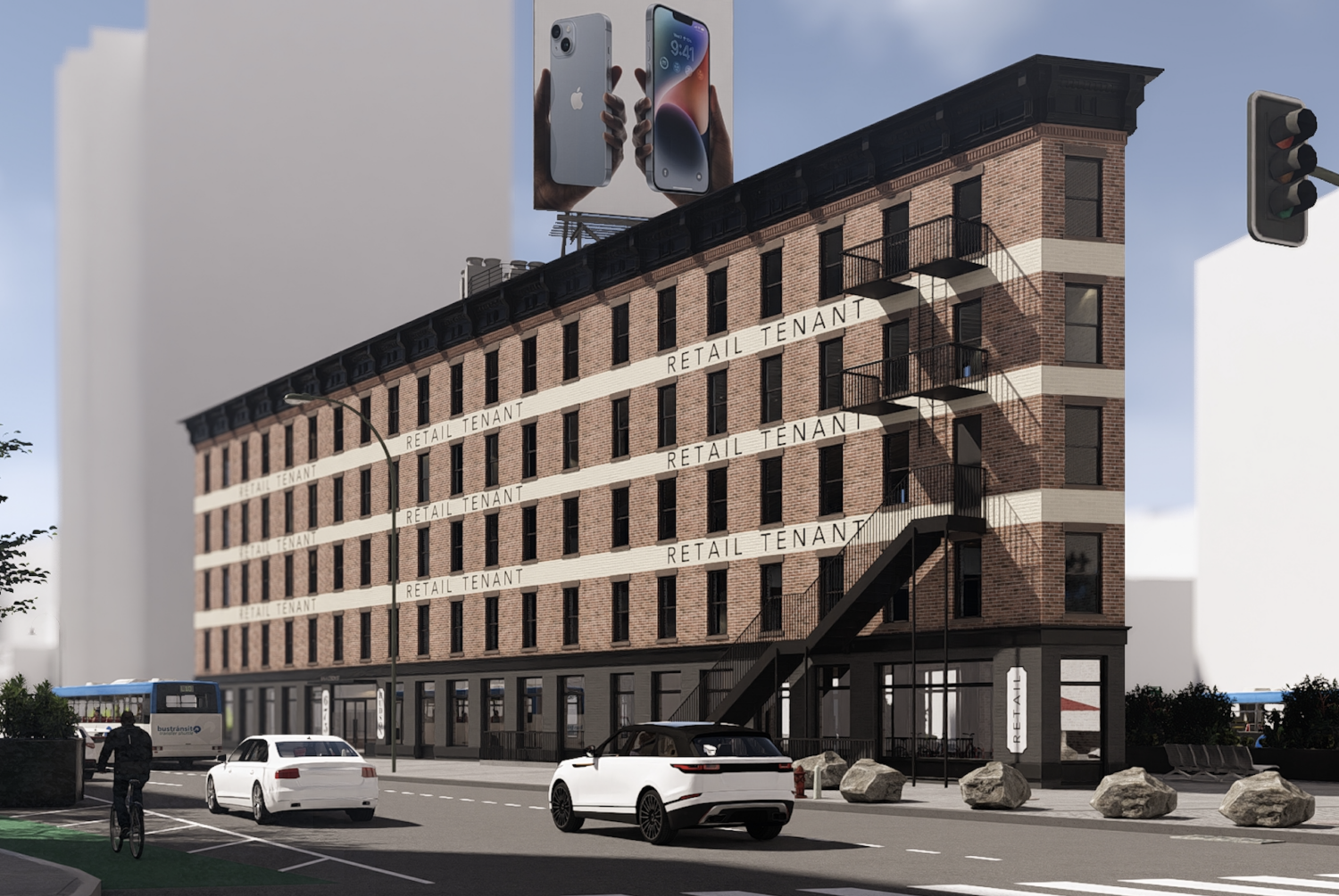 Render of proposed new design for 675 Hudson Street, by Mancini